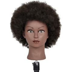 Leeadwaey Hair Styling Practice Doll Head Training Mannequin Clamp Afro Light Black