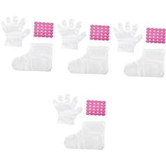 ‎Fomiyes FOMIYES 4 Sets Paraffin Foot Mask Disposable Gloves Plastic Gloves Disposable Foot Masks Hand Accessory Professional Moisturizing Gloves Transparent Bag Portable White Sports