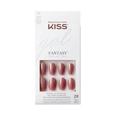 Kiss Gel Fantasy Collection nagu manikīra komplekts, spilgtāks par sauli, vidēja garuma ovāli mākslīgie nagi, satur 28 mākslīgos nagus, nagu līmi, nagu vīlīti un manikīra kociņus