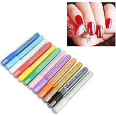 3D Nail Art Pens Set, 12 Pieces Nail Polish Ballpoint Pen Multiple Colours Quick Drying DIY Nail Art Ballpoint Pen for Beginners for DIY Nail Art Beauty Decoration Manicure Tools