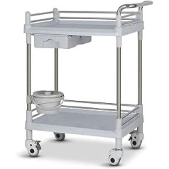 GHCXY Movable Carts, Household Service Maintenance Cart Large Beauty Salon Cart with Wheels, Hairdresser Dentist Treatment Shelf Makeup Trolleystainless Steel Car/Beige/73 * 53 * 90Cm