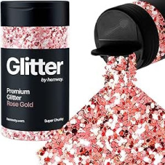 Hemway Rose Gold Glitter Super Chunky 115 г/4,1 унции Порошковая металлизированная смола Крафтовые блестящие блестки для эпоксидных стаканов, волос, лица, тел