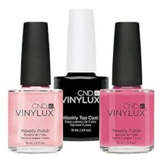 CND VINYLUX GRAPEFRUIT SPARKLE + Gotcha + Top Coat 15 мл (45 мл)