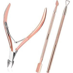 Oaony Cuticle Nipper and Cuticle Pusher Manicure Tool Set - Professional Cuticle Trimmer Cuticle Remover Nail Clippers Tool for Gel Nail Art Fingernails Toenails Spa (Rose Gold)