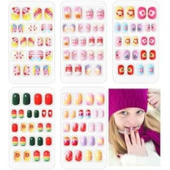 Scettar Pack of 120 Children's False Nails, Kids to Stick on Nails, Kids Press on False Nails, Full Coverage, Short False Nails for Girls Kids