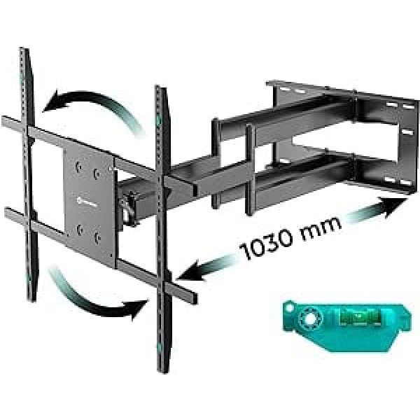 ONKRON M8L TV Wall Mount for TV 42 - 110 Inches up to 68 kg Max VESA 800 x 600 TV Mount Wall Tiltable 15° Pivoting 180° Extendable Black