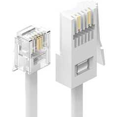 Ancable BT Plug to RJ11 6P2C 5M BT Phone to Modem RJ11 Crossover Telephone Cable Extension for Modem Fax Dialup Sky Telephone Flat Cable White