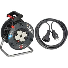 Brennenstuhl Garant V2 Cable Reel & Quality Plastic Extension Cable with Protective Contact Plug and Coupling (Extension Cable for Indoor Use with 5 m Cable) Black