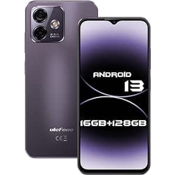 Ulefone Note 16 Pro Android 13 viedtālrunis bez līguma 128 GB + 16 GB 50 MP kamera 6,52 collu astoņkodolu mobilais tālrunis bez līguma, 4400 mAh mobilais tālrunis bez mobilā tālruņa 4G divu SIM kartu GPS OTG violets