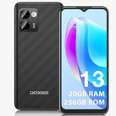 DOOGEE N50 Pro viedtālrunis bez līguma [2023], 20 GB RAM, 256 GB ROM (1 TB TF), Android 13 viedtālrunis, 6,52 collu HD+ mobilais tālrunis bez līguma, astoņkodolu, 50 MP + 8 MP, 4G divās SIM kartes/face