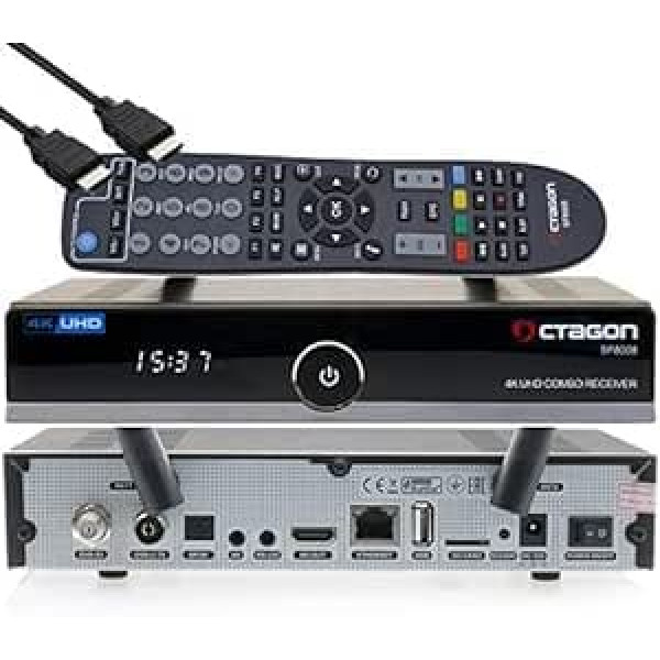 OCTAGON SF8008 4K UHD HDR uztvērējs Combo 1x DVB-S2X, 1x DVB-C/DVB-T2, satelīts un virszemes, Enigma2 Linux, HDMI, Dual WiFi