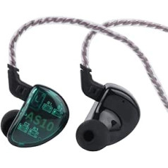 LINSOUL KZ AS10 5BA HiFi stereo in-ear kopfhörer — Hochauflösender Kopfhörer mit abnehmbaren 0,75 mm 2-Pin Kabel, funf BA-Treibern und passivem Noise Canceling (Ohne Mic, Cyan)