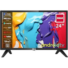 RCA 24 collu viedtelevizors HD gatavs Android TV trīskāršs uztvērējs Dolby audio Google palīgs Bluetooth HDMI WiFi