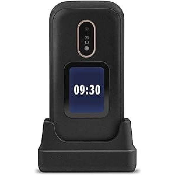 Doro 6060 GSM mobilais tālrunis elegantā salokāmā dizainā (3 MP kamera, 2,8 collu (7,11 cm) displejs, GPS, Bluetooth) Melns