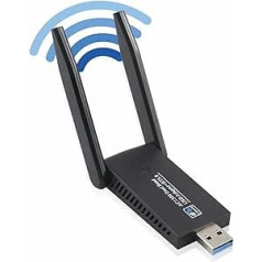 BOOBRIE WLAN Stick datoram Dual Band 2,4 GHz 5 GHz Antenas USB 3.0 Adapteris 1300 Mbps ar MU-MIMO Wireless WLAN Srick klēpjdatoram/galddatoram/personālajam datoram, saderīgs ar Windows 10/8/7/Vista/XP, Mac OS X