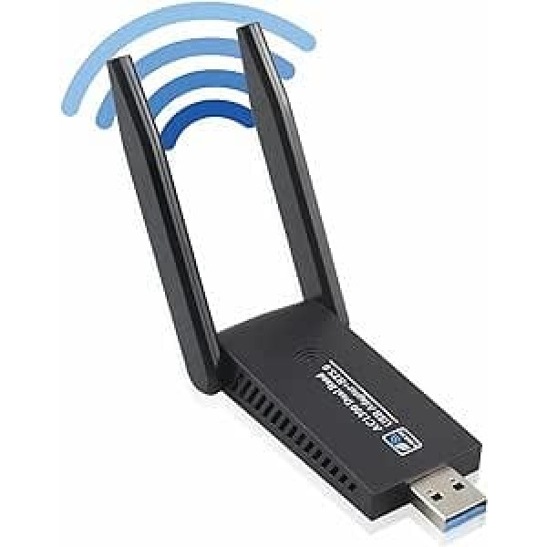 BOOBRIE WLAN Stick datoram Dual Band 2,4 GHz 5 GHz Antenas USB 3.0 Adapteris 1300 Mbps ar MU-MIMO Wireless WLAN Srick klēpjdatoram/galddatoram/personālajam datoram, saderīgs ar Windows 10/8/7/Vista/XP, Mac OS X