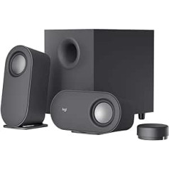 Logitech Z407 Bluetooth computer speakers with subwoofer and wireless control, room-filling sound, premium audio with multiple inputs, USB speakers - Black