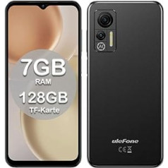 Ulefone Note 14 Mobile Phone without Contract, 4G Smartphone, 7GB RAM, 128GB, Expandable, 4500 mAh with 8MP Camera, 6.52 Inch, 3 Slots, Android 12/Face ID/GPS/WiFi/FM/Large Font Dual SIM Black