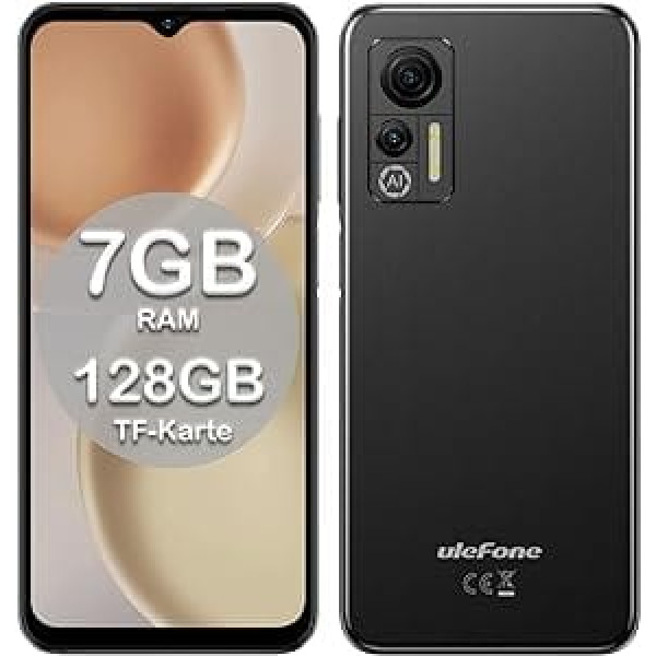 Ulefone Note 14 Mobile Phone without Contract, 4G Smartphone, 7GB RAM, 128GB, Expandable, 4500 mAh with 8MP Camera, 6.52 Inch, 3 Slots, Android 12/Face ID/GPS/WiFi/FM/Large Font Dual SIM Black