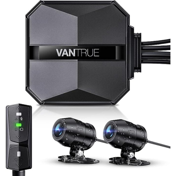 VANTRUE F1 4K + 1080P Dashcam Motocikls, 5 GHz WiFi GPS paneļu kamera priekšā un aizmugurē, IP67, vācu balss uzvednes, motocikla kamera, 24 stundu sadursmes noteikšana, nobraukums, WDR & HDR un lietotne, maks. 512G