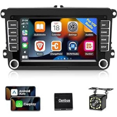 2 DIN Android automašīnas radio priekš VW Golf 5 6 Polo T5 RCD 330 Caddy Seat Skoda ar Carplay/Android Car, skārienekrāna automašīnas stereo ar navigāciju Bluetooth/USB/FM + atpakaļgaitas kameru