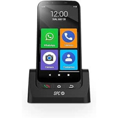 SPC Zeus 4G PRO + korpuss — viedtālrunis senioriem 4G, vienkāršs režīms ar lieliem simboliem, SOS poga, tālvadības konfigurācija, fiziskās pogas, 3 GB RAM, 32 GB ROM, 13 MP kamera, Android 11, uzlādes stacija