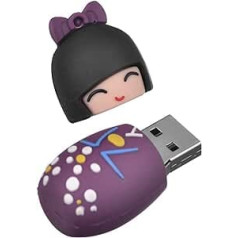 32GB USB Flash Drive Memory Stick USB 2.0 Shape Cute Cartoon Miniature Japanese Doll Thumb Sticks Date Storage Gift for School Students Kids (Purple)