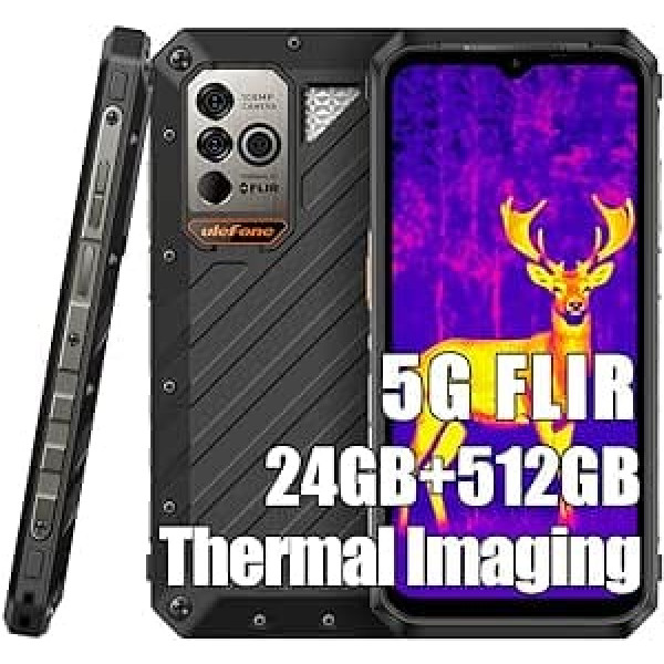 Ulefone Power Armor 18T Ultra Outdoor mobilais tālrunis 5G viedtālrunis, izmērs 7050 24GB + 512GB, 108MP + termiskā attēlveidošanas kamera, 9600mAh, 6,58 collu FHD+, Android 13 IP68 mobilais tālrunis bez līguma,