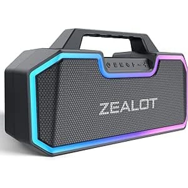 ZEALOT Bluetooth skaļrunis S57, basu stereo, skaļa mūzikas kaste Bluetooth ar 60 W, pārnēsājama Bluetooth kaste ar dubultu savienojumu, IP67 ūdensnecaurlaidīgs skaļrunis, 14 400 mAh akumulators, 40 h atskaņošanas laiks, TF karte, AUX, USB