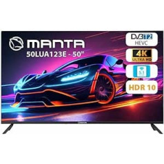 Manta Immersive 50 collu 4K-UHD viedtelevizors — 50LUA123E — 50 collu televizors — četrkodolu procesors un digitālā 3D trokšņu samazināšana — viedtelevizors 4K — LED televizors 4K viedtelevizors ar Wi-Fi — bez rāmja