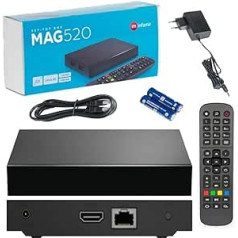 Oriģinālais Infomir MAG520 / 4K UHD IPTV kaste/interneta TV / 2160p 60 FPS multivides atskaņotājs IPTV uztvērējs televizora pierīce/HEVC H.256 atbalsts/četrkodolu ARM Cortex-A53/+ HDMI kabelis