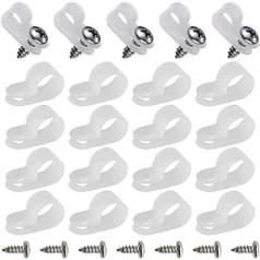 100pcs R Type String Lights Cable Clips with Stainless Steel Screws for Indoor Outdoor Electric Wire Rope Light Assembly (1/4