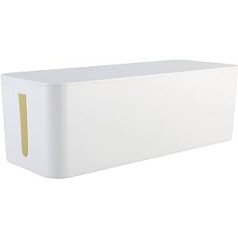 RICOO kabeļu kārba, kabeļu pārvaldības kaste Z4001-W, kabeļu organizētāja kaste 40,6 x 15,6 x 13,4 cm, glabāšanas kaste strāvas padeves sloksņu, adapteru un kabeļu paslēpšanai, kabeļu savācējs, balts