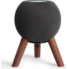 GGMM HomePod mini statīvs, HomePod Mini turētājs, koka dokstacija ar metāla rāmi, melns valrieksts