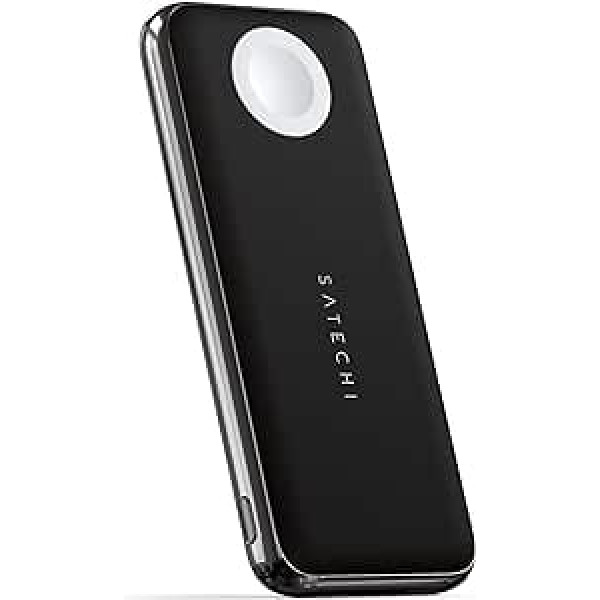 SATECHI Quatro Wireless Power Bank 10 000 mAh portatīvais lādētājs — saderīgs ar iPhone 15 Pro Max/15 Pro/15/15 Plus, Apple Watch Ultra un sēriju 8/7/6/SE/5/4/3/2/1, AirPods Pro 2/1