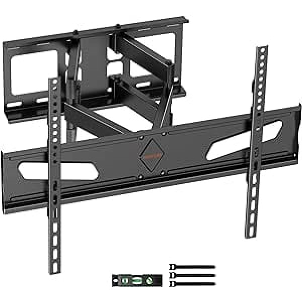 WHYFONE TV pie sienas stiprināms TV grozāms 37–75 collu ekrāniem, televizora stiprinājums pie sienas, piestiprināms pie sienas TV noliecams pilnas kustības televizora kronšteins līdz 60 kg Maks. VESA 600 x 400 mm