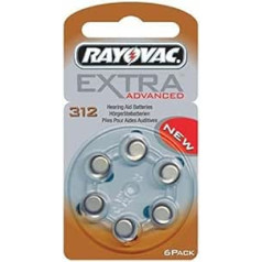 Rayovac Ersatz-Hörgerätebatterie, Größe 312, 5 Packungen mit je 6 Batterien