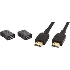 Amazon Basics — HDMI adapteris 2 pack, 29 x 22 mm melns un ātrgaitas kabelis Ultra HD HDMI 2.0 Atbalsta 3D formātus ar audio atgriešanas kanālu 3M