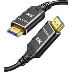 Highwings Long 8K HDMI 2.1 Cable 20 m, Wall CL3 Rated 48 Gbps Ultra High Speed HDMI Fibre Optic Cable 8K @ 60Hz, 4K @ 120Hz HD Supports Dynamic HDR eARC 3D HDCP 2.2 & 2.3 for PS5/4, PC, Projector, TV