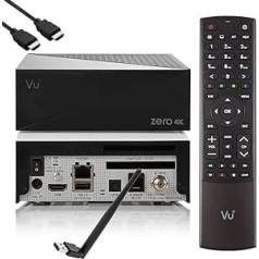 VU Zero 4K — UHD HDR satelīta uztvērējs ar 1x DVB-S2X uztvērēju, E2 Linux viedo uztvērēju, YouTube, CI + karšu lasītāju, multivides atskaņotāju, HbbTV multivides bibliotēku, USB, 150 Mbit WiFi + EasyMouse HDMI kabeli