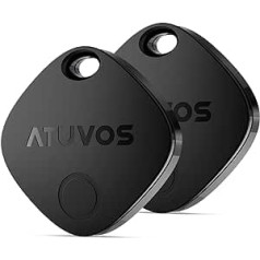 ATUVOS Key Finder KeyFinder 2 Pack, Smart Tracker Tag Compatible with Apple Where is? App (iOS Only), Bluetooth Key Finder for Luggage/Suitcase/Purses/Bags, IP67 Waterproof, Replaceable Battery