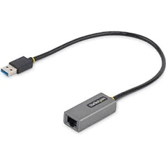StarTech.com USB 3.0 uz Gigabit Ethernet tīkla adapteris — 10/100/1000 Mbit/s, USB uz RJ45, USB uz LAN adapteris, USB Ethernet adapteris (GbE), 30 cm fiksēts kabelis, instalācija bez draivera (USB31000S2)