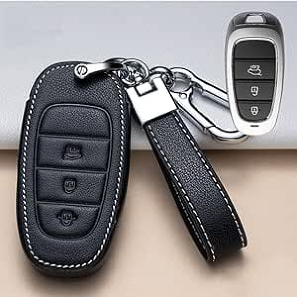 ontto Automašīnas atslēgas futrālis der Hyundai Nexo NX4 Sonata Grand Santa Fe Tucson Grandeur Azera Solaris 2020-2022 tālvadības pults atslēgas vāciņš atslēgas korpuss Key Fob Black J