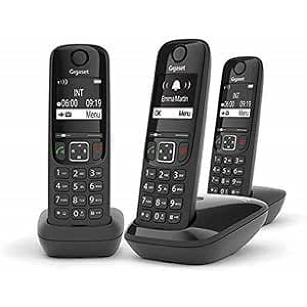 Gigaset AS690 TRIO — 3 bezvadu DECT telefoni, melni