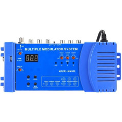 Hopcd digitālā UHF modulatora atbalsts vairāku modulāciju sistēmām Alumīnija sakausējums PAL/NTSC RCA ligzda A/V savienotājam, F ligzda RF ieejai/izvadei