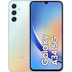 Samsung Galaxy A34 5G, Android viedtālrunis, 6,6 collu dinamisks AMOLED displejs, 5000 mAh akumulators, 256 GB/8 GB RAM mobilais tālrunis satriecošā sudraba krāsā