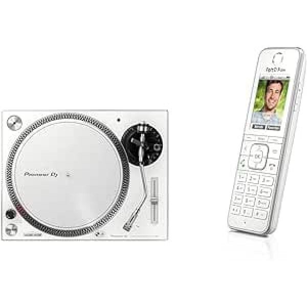 Pioneer DJ PLX-500-W Direct Drive DJ Turntable White & AVM Fritz!Fon C6 DECT Comfort Phone