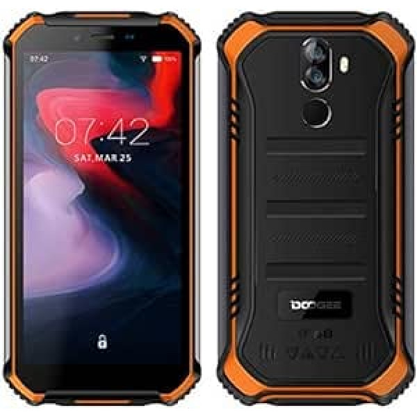 DOOGEE (3GB + 32GB Robust 4G Android 9.0 Mobile Phone without Contract, 5.5 Inch HD (Gorilla Glass 4) IP68 Outdoor Waterproof Telephone Dual SIM Military Smartphone, 4650 mAh Battery, Quadcore NFC -