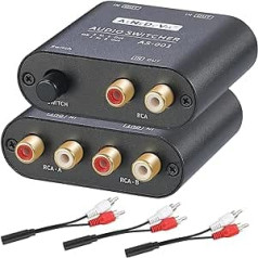 AtNeDcVh RCA / 3,5 mm ports 1 in 2 Out / 2 in 1 Out Divvirzienu audio pārslēdzējs 2 virzienu stereo L/R skaņas kanāls skaļrunis austiņu audio slēdža selektors sadalītāja kaste