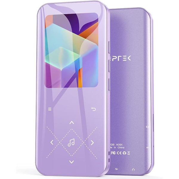 AGPTEK MP3 atskaņotājs Bluetooth 5.3, 32 GB HiFi skaņas mūzikas atskaņotājs ar 2,4 collu TFT krāsu ekrānu, austiņas, skaļruņi, skārienpogas, FM radio, e-grāmata, ierakstīšana, atbalsta TF-128 GB, violets